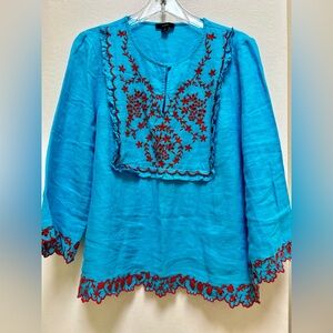 J Crew Embroidered Linen Tunic